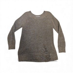 BCBGeneration Women's Tan Distressed Hem Crewneck Sweater M‎